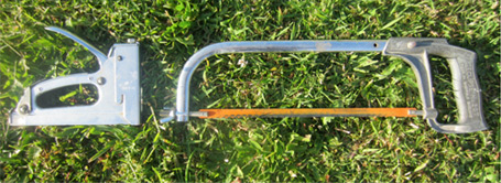 My Hacksaw and Stapler basking on the lawn